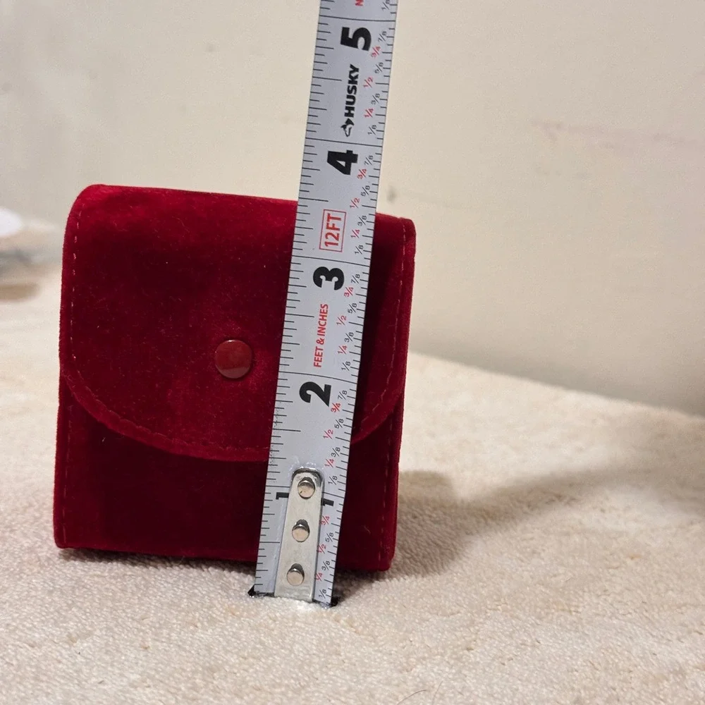 Cartier Red Velvet Jewelry Travel Pouch Snap Closure Storage Case Empty